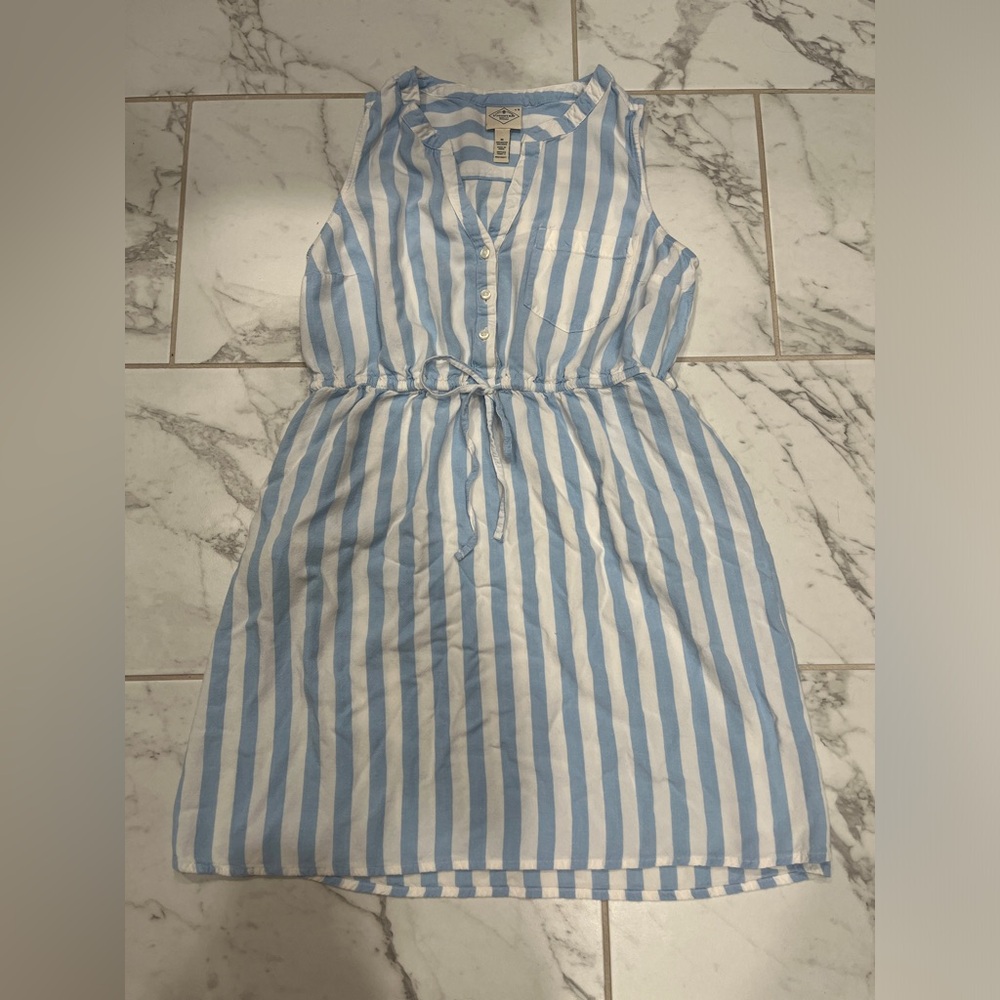 St. John Bay nautical blue and white dress with POCKETS!